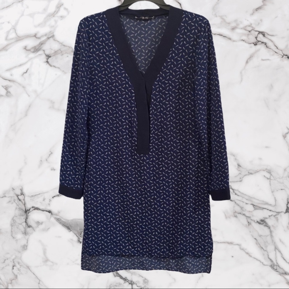 NEW OCTAVIA feather print long sleeve Tunic dress